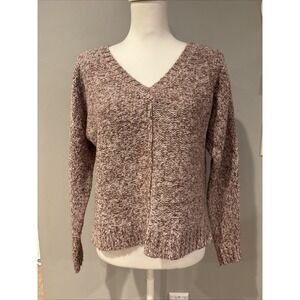 Lucky Brand marled knit V-neck pullover sweater Mauve Size Small
